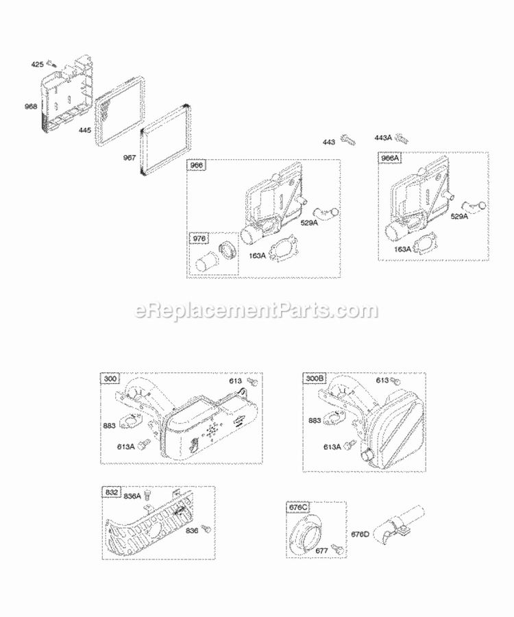 Air Cleaner Exhaust System Diagram and Parts List for 120602-0100-B1  Briggs and Stratton Engine